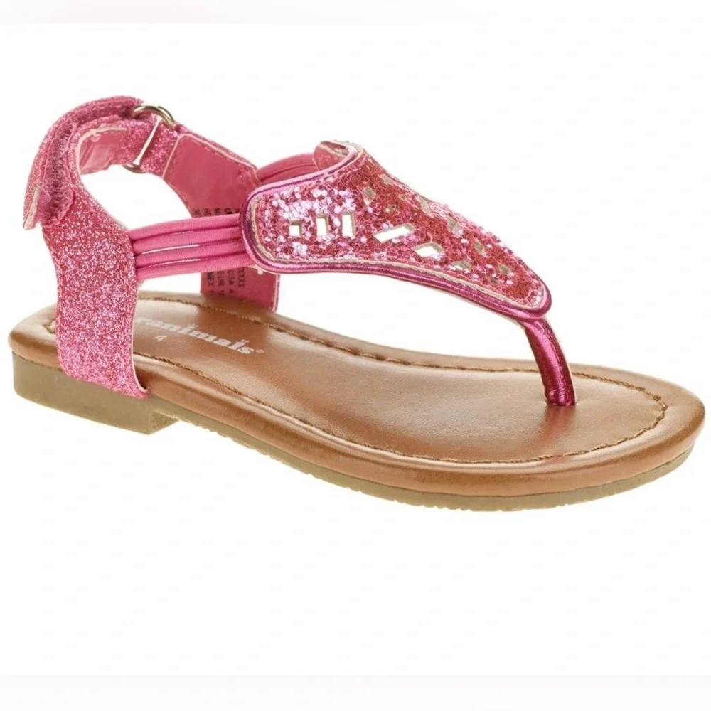 NWT Garanimals Baby Girl Shoes, Pink Glitter Thong Sandals, Size 4